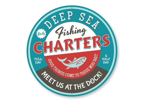 Deep Sea Fishing Charters Meet Us At The Dock Sign